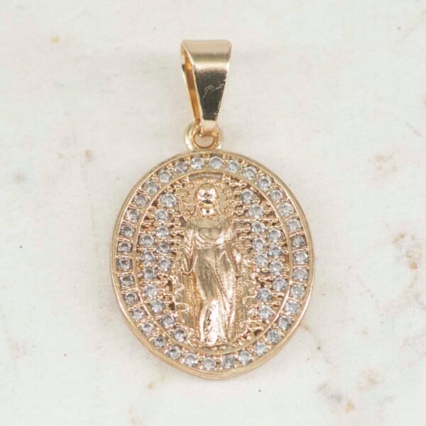DIJE MEDALLA MILAGROSA CIRCONES DOBLE