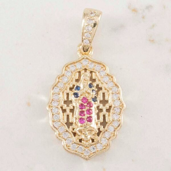DIJE MEDALLA GUADALUPE BORDES CIRCONIAS 19mm x 12.5mm