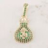 DIJE BOLSA DE DINERO ESMERALDAS 18mm x 12mm