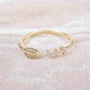 ANILLO HOJA TRIO CIRCONES