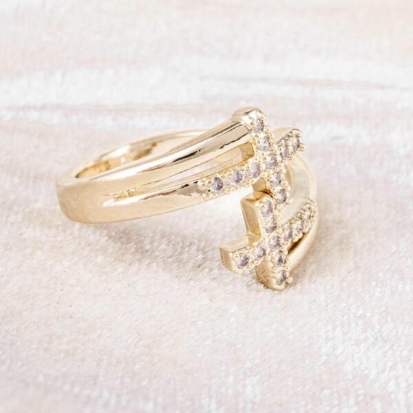 ANILLO DOBLE CRUZ CIRCONES