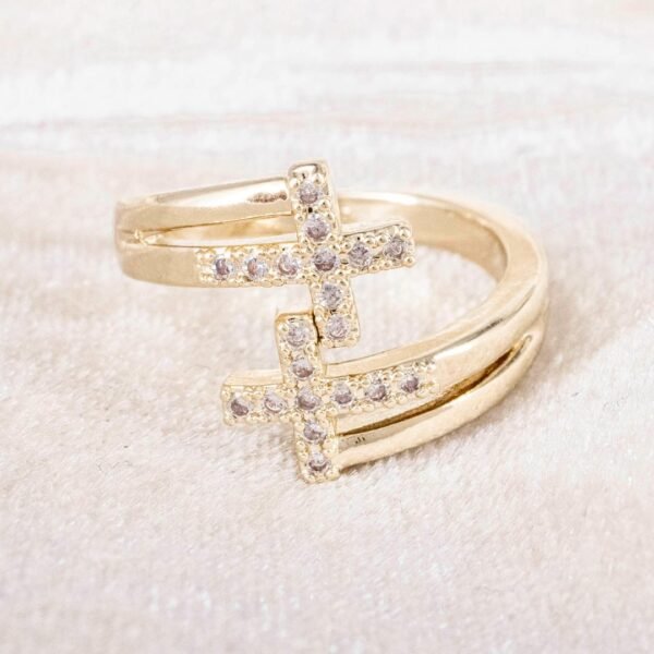 ANILLO DOBLE CRUZ CIRCONES